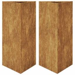 Berkfield Home Garden Planters 2 pcs Triangular 40x34.5x70 cm Corten Steel in Brown - thumbnail 3