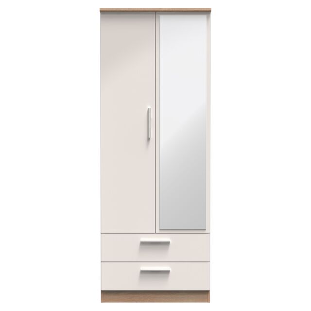 Ready Assembled 2 U Windsor Tall 2 Door 2drw Mirrored Wardrobe (Ready Assembled) in Beige - image 1