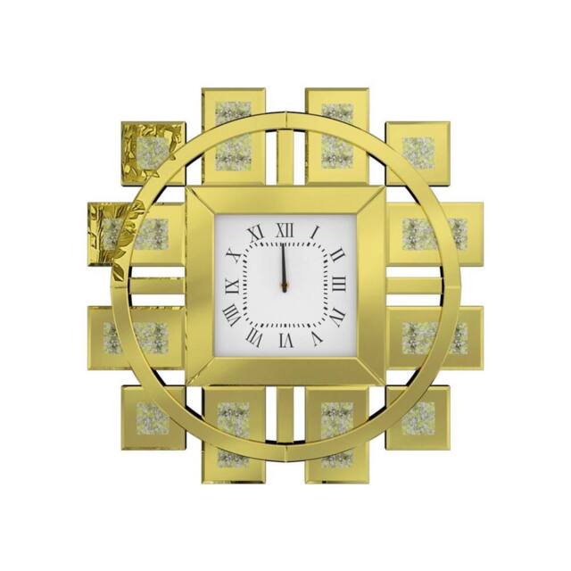 SPETLEK Crystal Crush Diamond Mirrored Wall Clock gold 80x80cm - Size: 0.6m2 - image 1