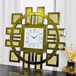 SPETLEK Crystal Crush Diamond Mirrored Wall Clock gold 80x80cm - Size: 0.6m2 - thumbnail 4