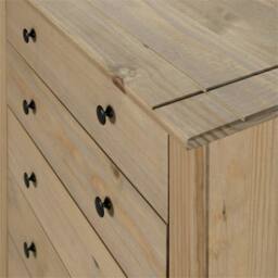 Nordara Chest of Drawers 5 Drawer Solid Pine Wood Waxed Oak Finish in Brown - thumbnail 4