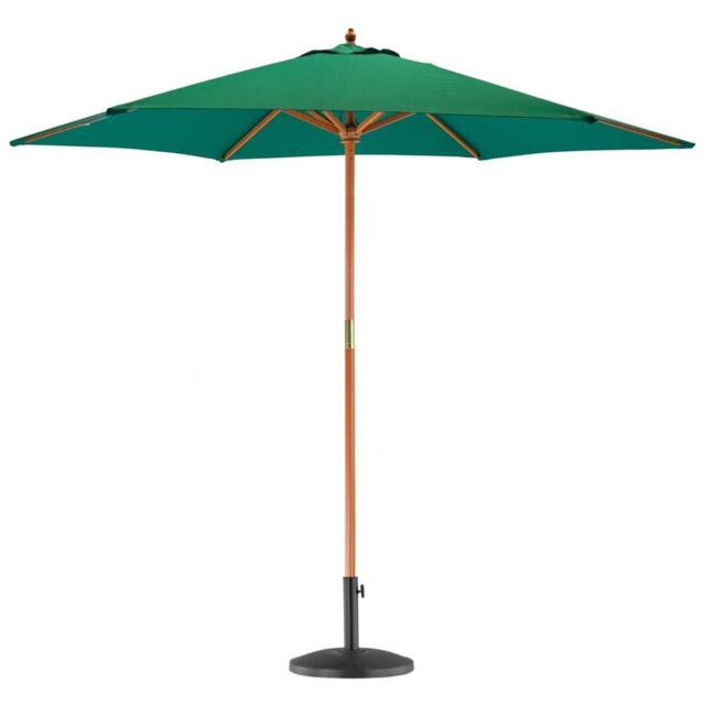 Harbour Housewares Wooden Garden Parasol & Base Set 2.7m in Green