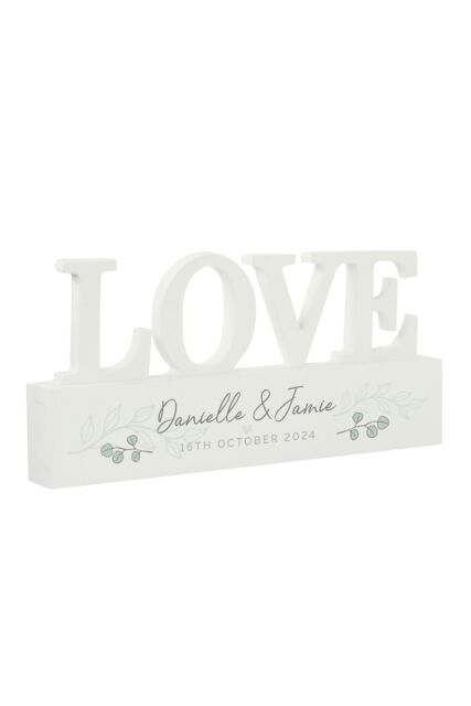 Personalised Memento Company Personalised Botanical Wooden Love Ornament in White - image 1