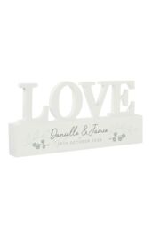 Personalised Memento Company Personalised Botanical Wooden Love Ornament in White - thumbnail 1