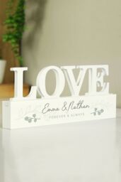 Personalised Memento Company Personalised Botanical Wooden Love Ornament in White - thumbnail 3