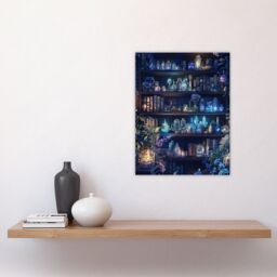 "Artery8 White Witch Cupboard Books Crystals Potions Wall Art Print - Size: W18"" x H24""" - thumbnail 4