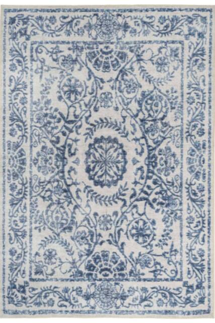 Kukoon 60x110cm Beige Blue Washable Indoor Doormat Front Door Entrance Rug - Size: 60 cm x 110 cm - image 1