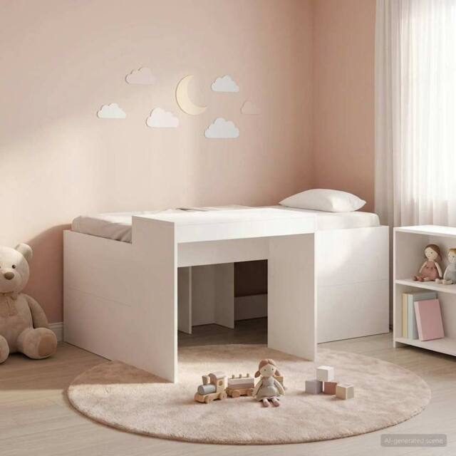 Berkfield Home Kids'High Bed Frame with Desk White 80 x 160 cm - image 1