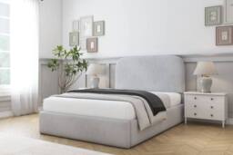 "Comfort Beds Diana Naples Bed Frame - 45"" Upholstered Headboard in Silver - Size: Super King" - thumbnail 1