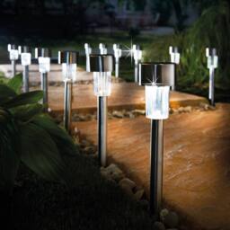 Gainsborough Set of 12 Stainless Steel Solar Garden Warm White Lights