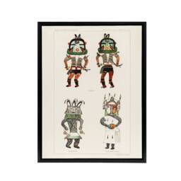 "Artery8 Drawing from Hopi Natives Hopi Kachinas Vintage Framed Canvas Wall Art in White - Size: W12"" x H16""" - thumbnail 1