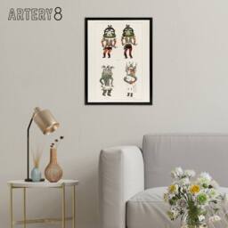 "Artery8 Drawing from Hopi Natives Hopi Kachinas Vintage Framed Canvas Wall Art in White - Size: W12"" x H16""" - thumbnail 3