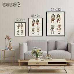 "Artery8 Drawing from Hopi Natives Hopi Kachinas Vintage Framed Canvas Wall Art in White - Size: W12"" x H16""" - thumbnail 4