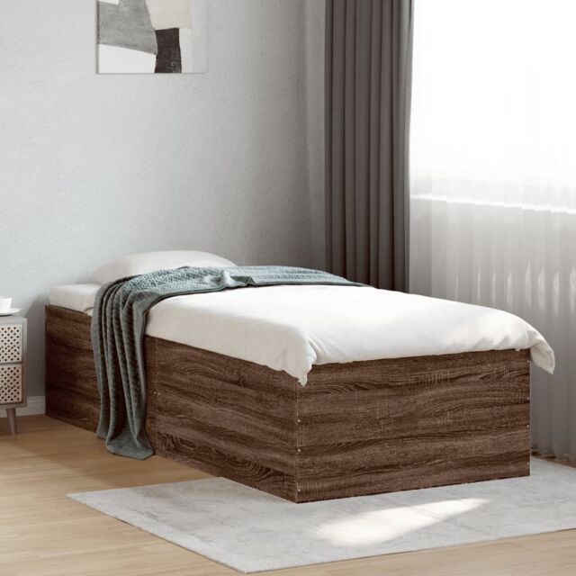 Berkfield Home Bed Frame without Mattress Brown Oak 90x190 cm Single - image 1