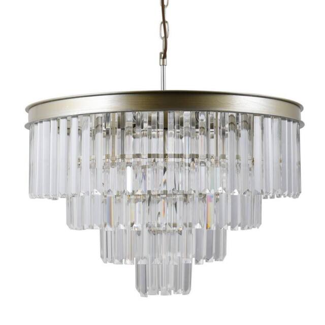 Netlighting Hanging Pendant Golden Champagne 8 Light with Crystal Glass Shade E14 in Gold - image 1