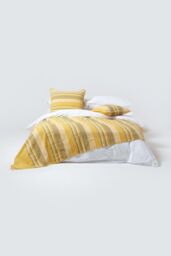 Homescapes Cotton Morocco Striped Throw in Yellow - Size: 225 cm x 255 cm - thumbnail 3