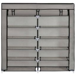 Berkfield Home Shoe Cabinet with Cover Grey 115x28x110 cm Fabric - Size: 115 x 28 x 110 cm - thumbnail 5