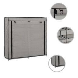 Berkfield Home Shoe Cabinet with Cover Grey 115x28x110 cm Fabric - Size: 115 x 28 x 110 cm - thumbnail 2