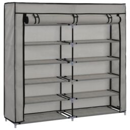 Berkfield Home Shoe Cabinet with Cover Grey 115x28x110 cm Fabric - Size: 115 x 28 x 110 cm - thumbnail 3