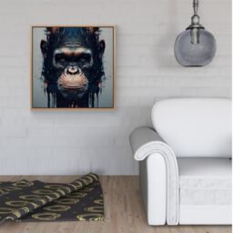 Warren Reed - Designer Gorilla Face Splashart Framed Canvas in Light Brown - Size: w40 inch x h40 inch - thumbnail 2