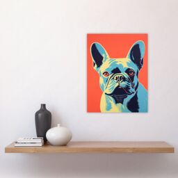 Artery8 French Bulldog Orange & Blue Bold Vibrant Screen Print Risograph Coral Teal Artwork Spot Block Colour Duotone Retro Riso Interior Design - thumbnail 4