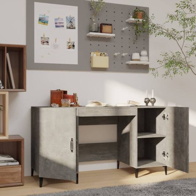Berkfield Home Spacious Desk Concrete Grey 140x50x75 cm Engineered Wood - Size: 140 x 50 x 75 cm - image 1