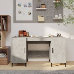 Berkfield Home Spacious Desk Concrete Grey 140x50x75 cm Engineered Wood - Size: 140 x 50 x 75 cm - thumbnail 2