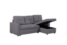 LUXURY LIFE Newport Leather 3 Seater Sofa Bed with Reversible Chaise in Grey - thumbnail 5