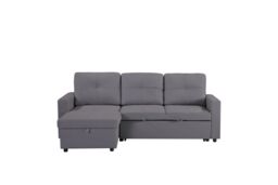 LUXURY LIFE Newport Leather 3 Seater Sofa Bed with Reversible Chaise in Grey - thumbnail 3