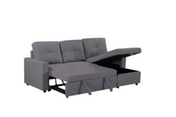 LUXURY LIFE Newport Leather 3 Seater Sofa Bed with Reversible Chaise in Grey - thumbnail 6
