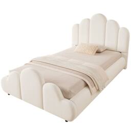 Matteo Beige Velvet Petal-Shaped 3FT Single Bed Frame with Padded Headboard - thumbnail 6