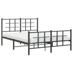 Berkfield Home Metal Bed Frame without Mattress with Footboard Black 135x190cm - Size: 135x190 cm - thumbnail 4