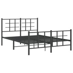 Berkfield Home Metal Bed Frame without Mattress with Footboard Black 135x190cm - Size: 135x190 cm - thumbnail 3