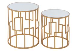 Orsina Set Of 2 Round Side Tables, Home Decor Accent Tables For Settee, Small Tables, Gold Framed Decorative Tables - thumbnail 2