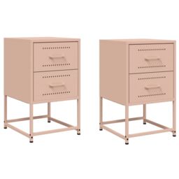 Berkfield Home Bedside Cabinets 2 pcs Pink 36x39x60.5 cm Steel - thumbnail 2