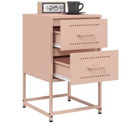 Berkfield Home Bedside Cabinets 2 pcs Pink 36x39x60.5 cm Steel - thumbnail 4