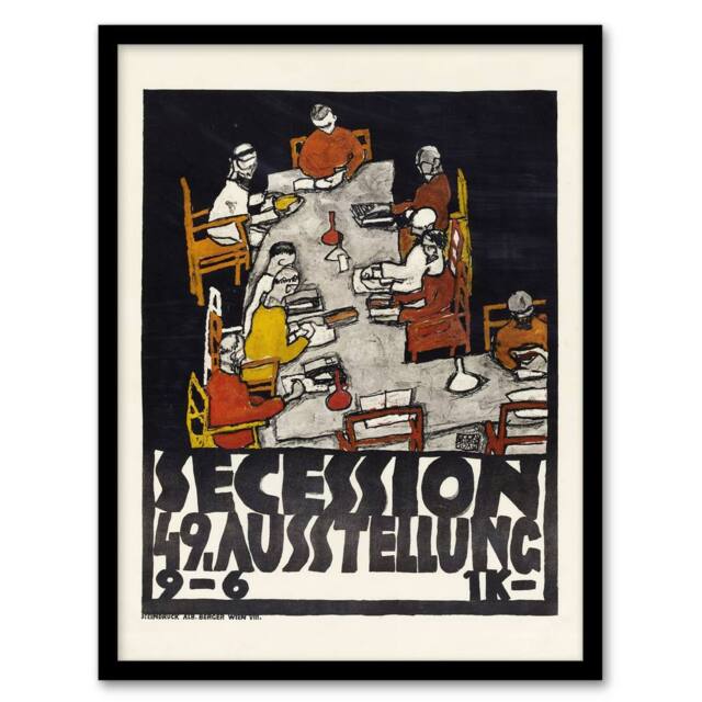 Artery8 Egon Schiele Framed Wall Art Poster for the 49th Secession Exhibition in Black - Size: A4 - image 1