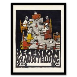 Artery8 Egon Schiele Framed Wall Art Poster for the 49th Secession Exhibition in Black - Size: A4 - thumbnail 1