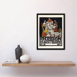 Artery8 Egon Schiele Framed Wall Art Poster for the 49th Secession Exhibition in Black - Size: A4 - thumbnail 2
