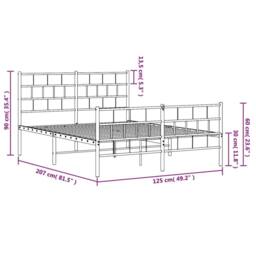 Berkfield Home Metal Bed Frame with Headboard & Footboard White 120x200 cm - Size: Small Double - thumbnail 9