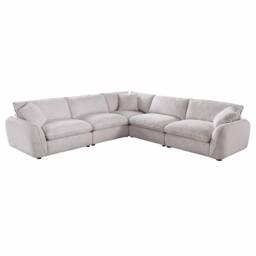 Furnishings For Less UK Berti Fabric Beige Modern L Shaped 5 Seater Corner Sofa - thumbnail 2