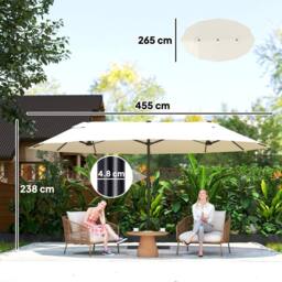OUTSUNNY 4.6M Garden Patio Umbrella Canopy Parasol Sun Shade w/o Base in Cream - thumbnail 3