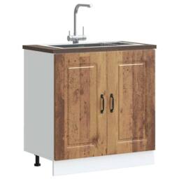 Berkfield Home Sink Base Cabinet Kalmar Old Wood 80x46x81.5 cm Engineered Wood in Brown - thumbnail 2