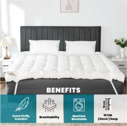 GAVENO CAVAILIA Mattress Topper 10cm in White - Size: Double - thumbnail 2
