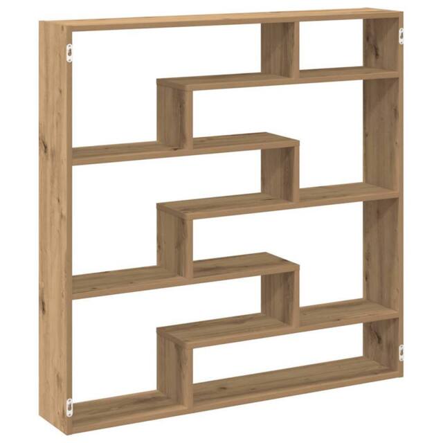 Berkfield Home Wall Cube Shelf 7 Compartments Artisian Oak Engineered Wood in Brown - image 1