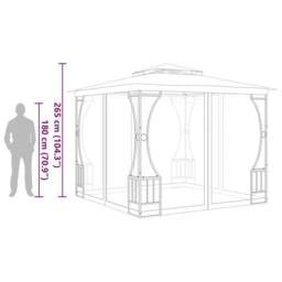 Berkfield Home Gazebo with Nets 300x300x265 cm Anthracite in Black - Size: 300 x 300 x 265 cm - thumbnail 5