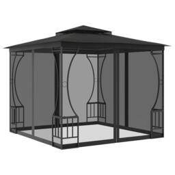 Berkfield Home Gazebo with Nets 300x300x265 cm Anthracite in Black - Size: 300 x 300 x 265 cm - thumbnail 2