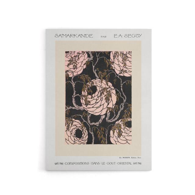 "Artery8 Vintage Art Deco Flower Pattern Canvas Wall Art Print Seguy in Beige - Size: W18"" x H24""" - image 1
