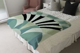 Benjamin Tate Design Green Geo Arches Blanket in Natural - Size: 120 cm x 150 cm - thumbnail 3