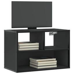Berkfield Home TV Cabinet Black 60x31x39.5 cm Engineered Wood & Metal - thumbnail 2